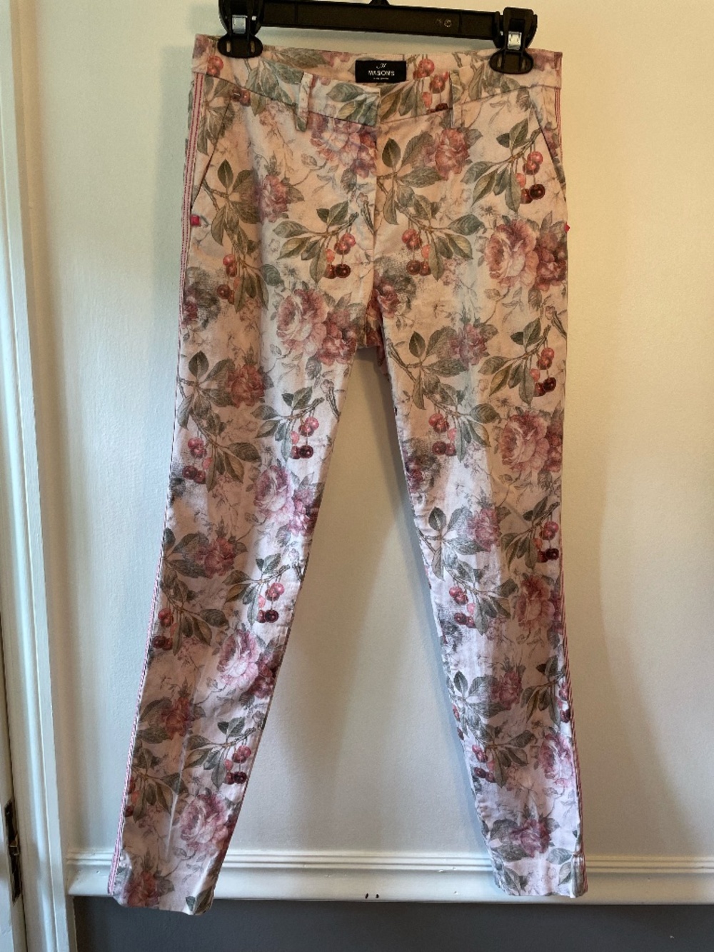 Mason's Forte Dei Marmi pink floral cherry botanical chino pants 38 US 2